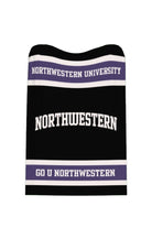 Northwestern University throw blanket featuring arched Bleach White Block NORTHWESTERN graphic by SOUNDOFF