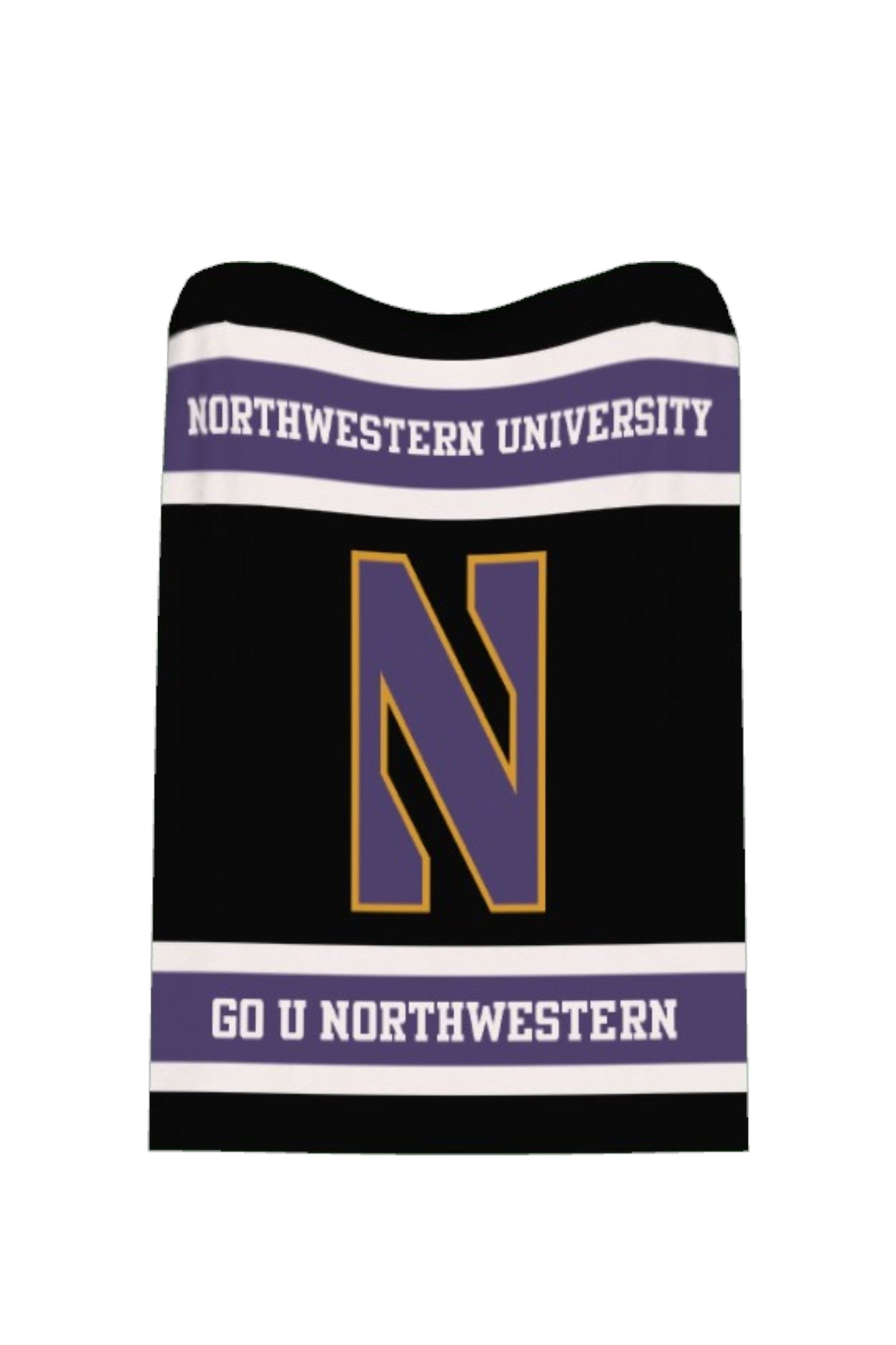 Northwestern University throw blanket featuring Gothic N graphic in Purple and Gold by SOUNDOFF