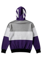 Northwestern University hooded knit sweater with white Block N graphic on purple hood by SOUNDOFF - back