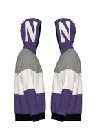Northwestern University hooded knit sweater with white Block N graphic on purple hood by SOUNDOFF - side