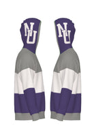 Northwestern University hooded knit sweater with white NU Interlock graphic on purple hood by SOUNDOFF - side