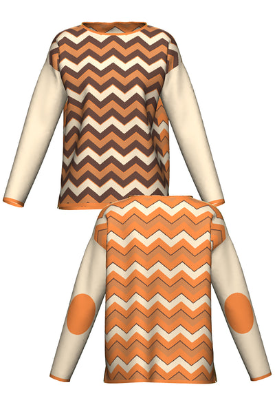 RETROWAVE KNIT; BEIGE & ORANGE (MADE TO ORDER)