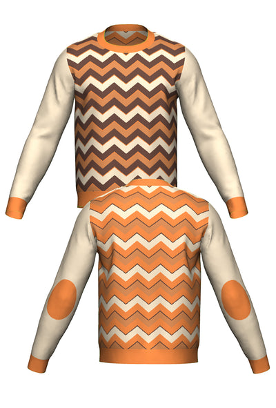 RETROWAVE KNIT; BEIGE & ORANGE (MADE TO ORDER)