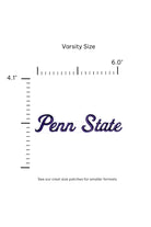 Penn State University script letter varsity patch FRONT size 6.0 x 4.1