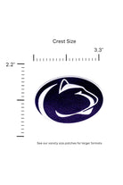 Penn State Univerity Nittany Lion embroidered iron-on crest patch in blue and white - FRONT size 3.3 x 2.2
