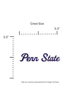 Penn State University Script Letter 3 inch crest patch FRONT size 3.3 x 2.2