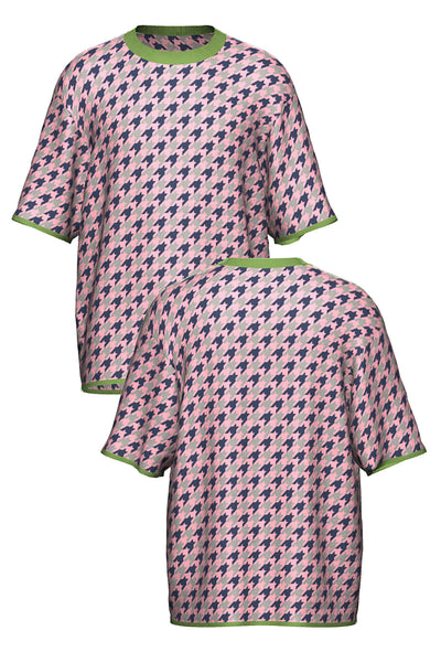 HOUNDSTOOTH KNIT; PINK & GRASS (MADE TO ORDER)