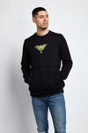 A MOTH TO A FLAME RAW SEAM SWEATSHIRT; BLACK