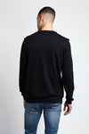 A MOTH TO A FLAME RAW SEAM SWEATSHIRT; BLACK