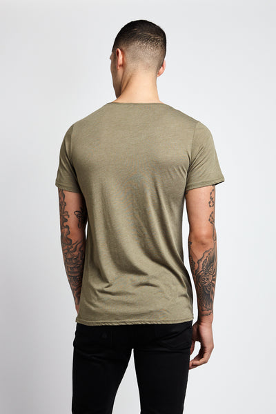 MAKE LOVE, NOT WAR; OLIVE TRIBLEND T-SHIRT
