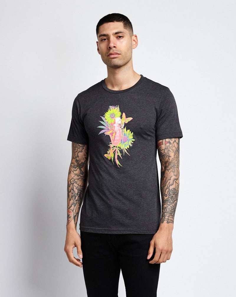 LOVE GRENADE; DARK GRAY HEATHER JERSEY T-SHIRT