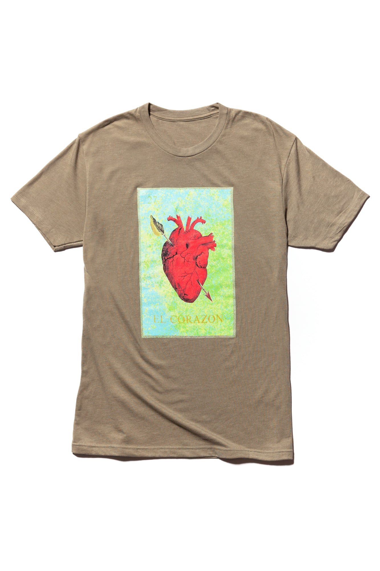 soundoff.mens.green.t.shirt.graphic.tee.el.corazon.the.warriors.heart.cotton.polyester.rayon.blend.