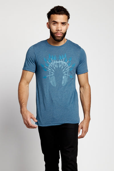 WARRIOR Headphones T-shirt; Steel Blue