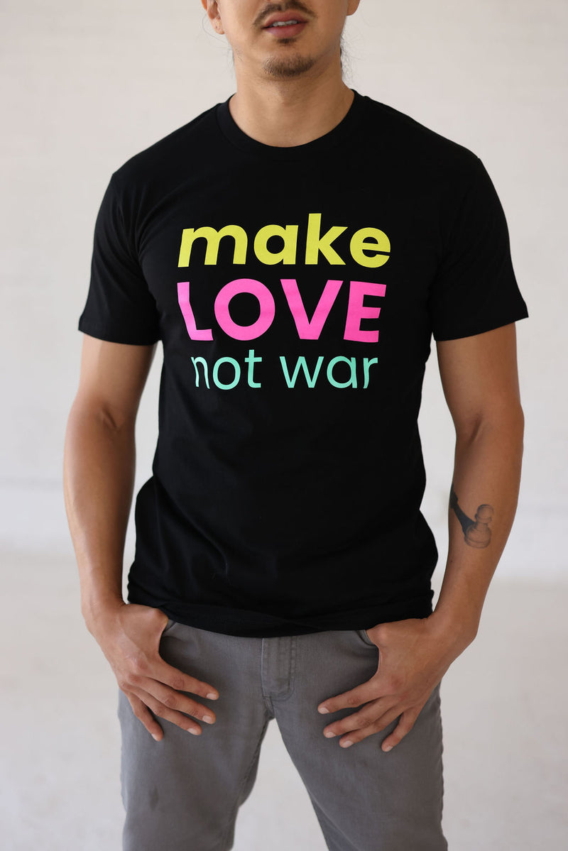 MAKE LOVE NOT WAR T-SHIRT; BLACK