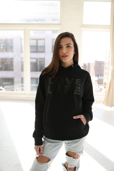 LOVE LIFE MIDWEIGHT CREWNECK SWEATSHIRT; BLACK