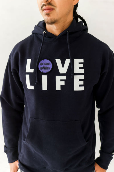 LOVE LIFE HEAVYWEIGHT HOODIE; NAVY