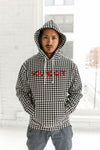 (SPECIAL EDITION) HOUNDSTOOTH HEAVYWEIGHT HOODIE; RED SOUNDOFF