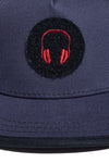 NAVY TWILL DECAL PATCH SNAPBACK W/ CONTRAST VISOR BINDING; SOUNDOFF X MR