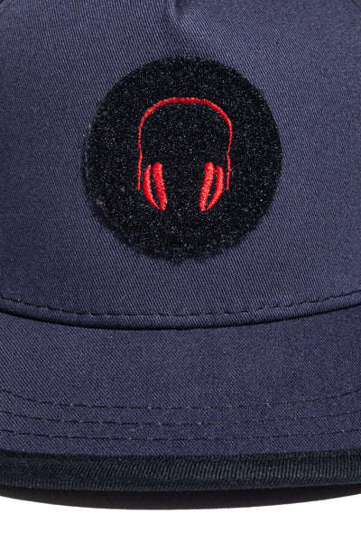 NAVY TWILL PATCH & WEAR SNAPBACK W/ CONTRAST VISOR BINDING
