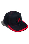 BLACK TWILL DECAL PATCH SNAPBACK W/ CONTRAST VISOR BINDING; SOUNDOFF X MR