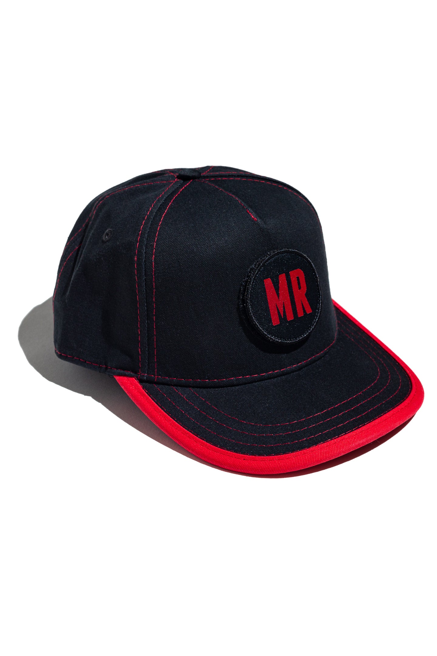 BLACK TWILL PATCH & WEAR SNAPBACK W/ CONTRAST VISOR BINDING