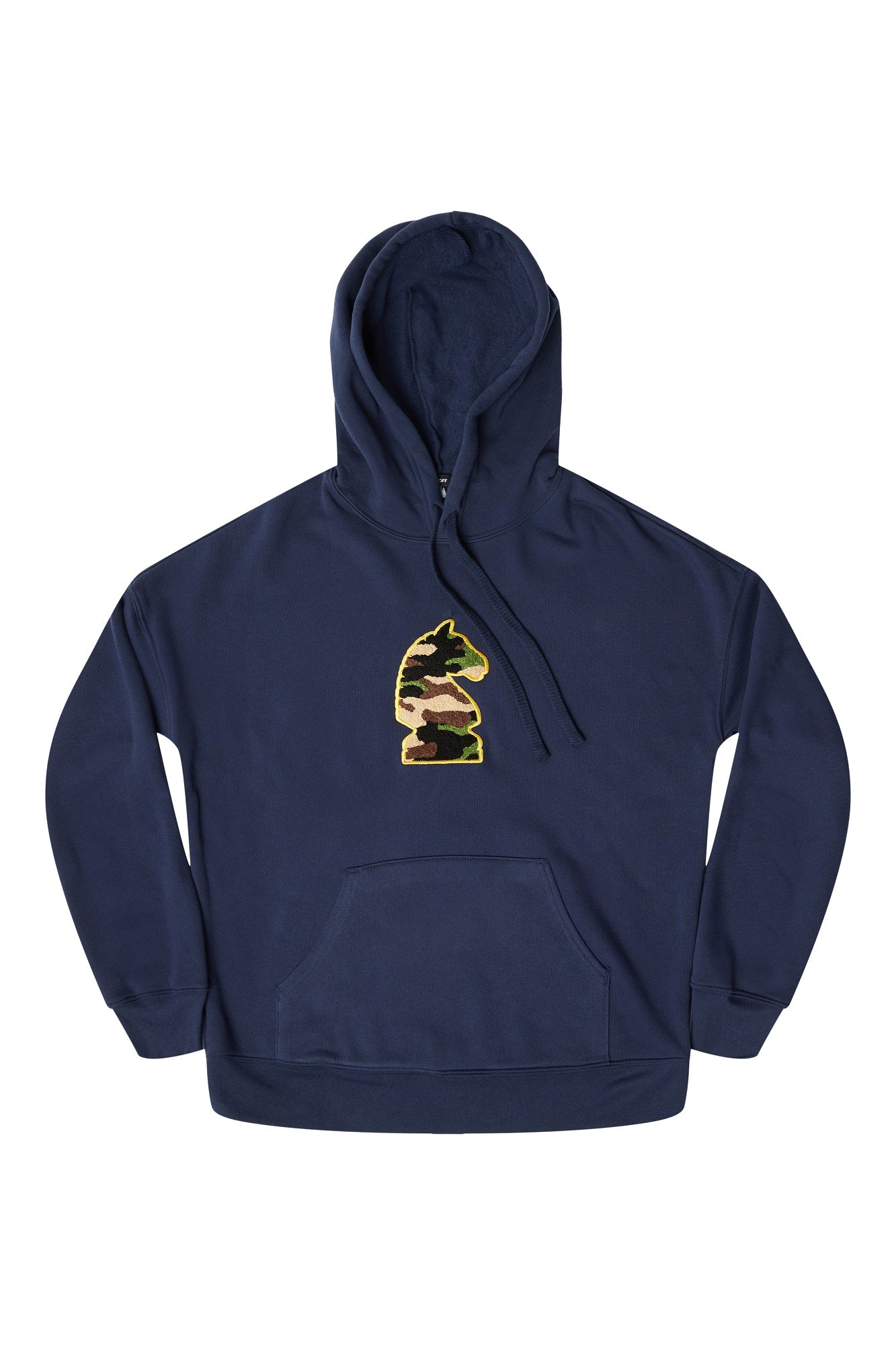 CAMO KNIGHT DROP SHOULDER HOODIE; NAVY