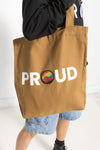 PROUD DECAL PATCH CANVAS TOTE; CAMEL (LIMITED RUN)