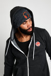 HEADPHONE EMBROIDERED NAVY & DARK GRAY MARLED KNIT BEANIE