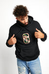 VARSITY "S" HOODIE PULLOVER; BLACK