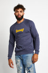 SOUNDOFF VARSITY CREWNECK SWEATSHIRT; NAVY HEATHER