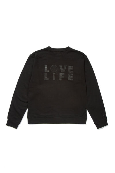 LOVE LIFE MIDWEIGHT CREWNECK SWEATSHIRT; BLACK