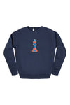 MAD PLAID KING CREWNECK SWEATSHIRT; NAVY