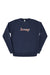 MAD PLAID SCRIPT SOUNDOFF CREWNECK SWEATSHIRT; NAVY