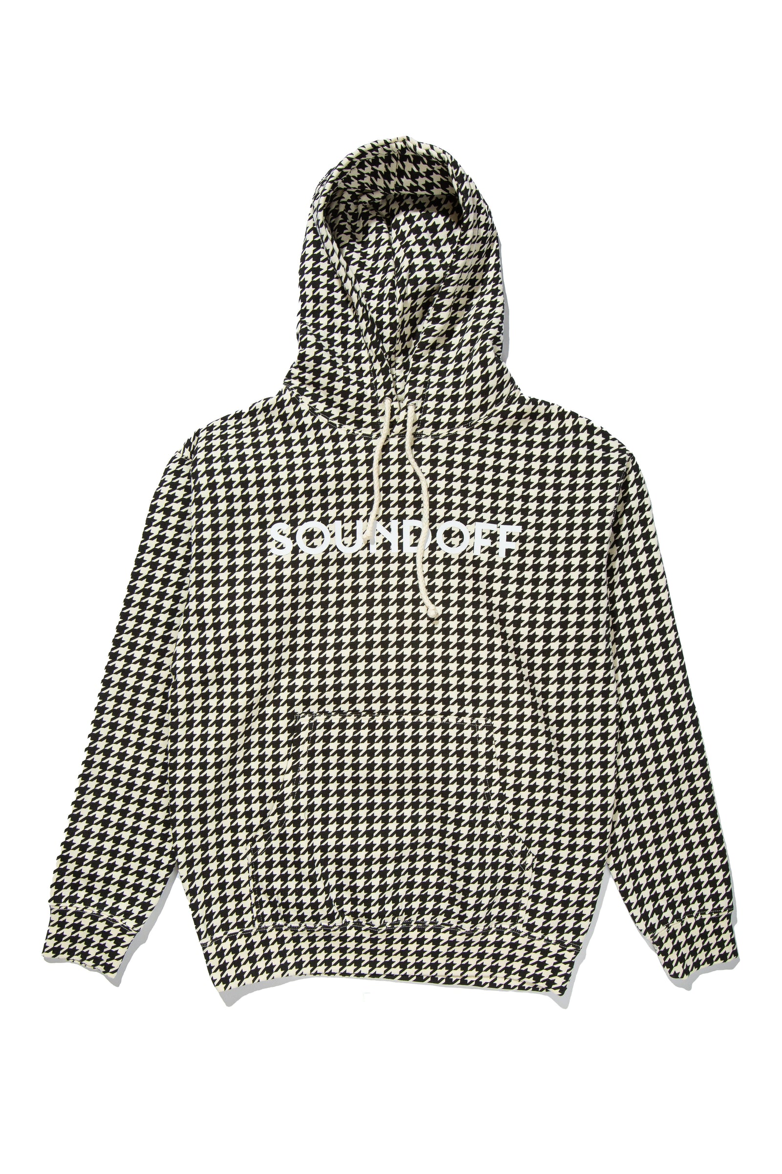 (SPECIAL EDITION) HOUNDSTOOTH HEAVYWEIGHT HOODED PULLOVER; WHITE SOUNDOFF