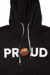 PROUD PATCH & WEAR HOODED PULLOVER; BLACK