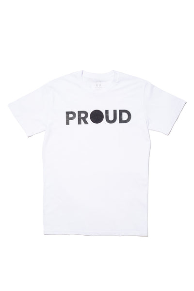 PROUD DECAL PATCH T-SHIRT; WHITE