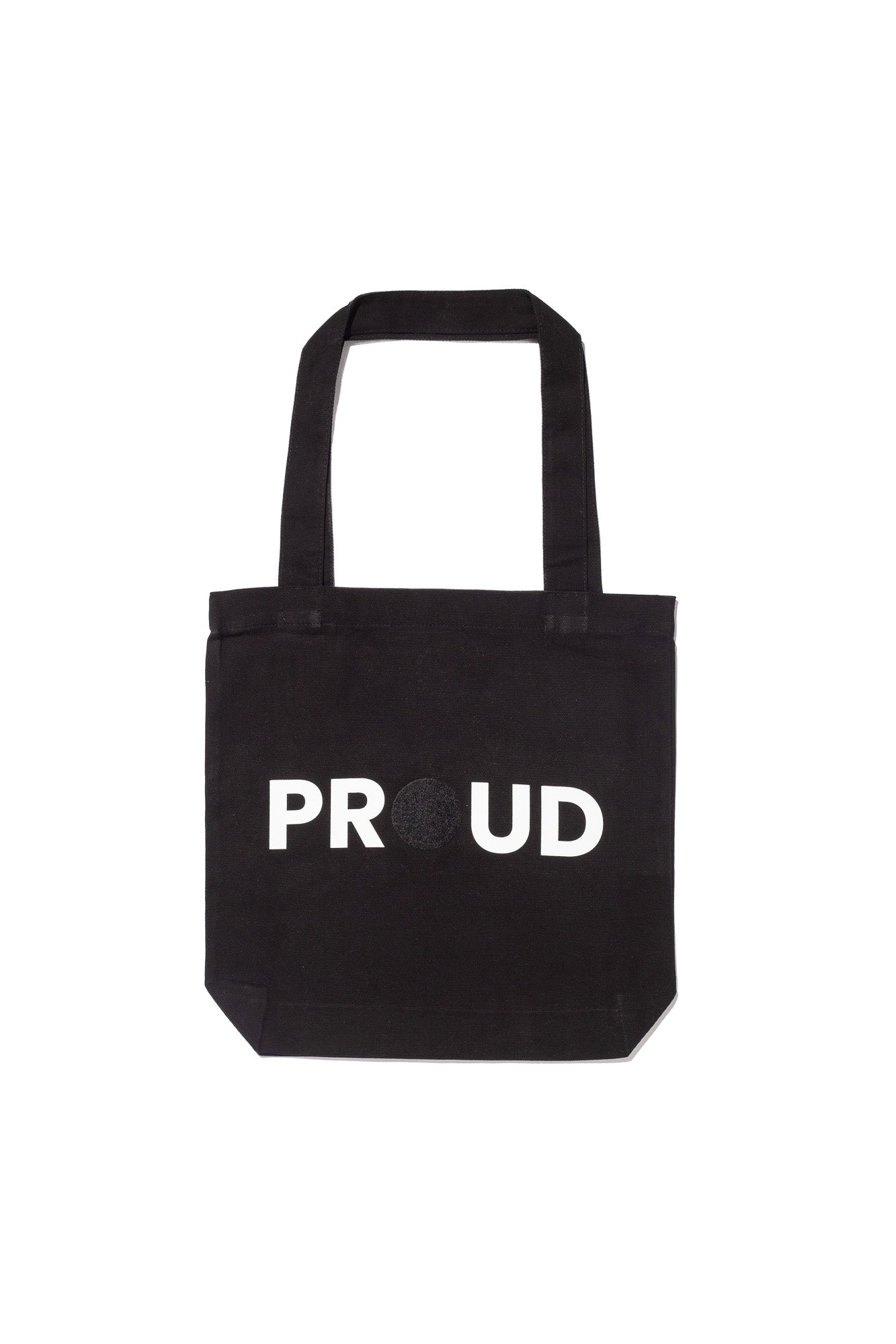 PROUD DECAL PATCH CANVAS TOTE; BLACK