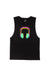 NEON HEADPHONES SLEEVELESS T-SHIRT; BLACK