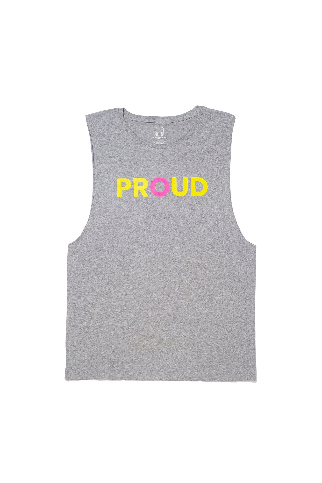 PROUD SLEEVELESS T-SHIRT; ATHLETIC HEATHER