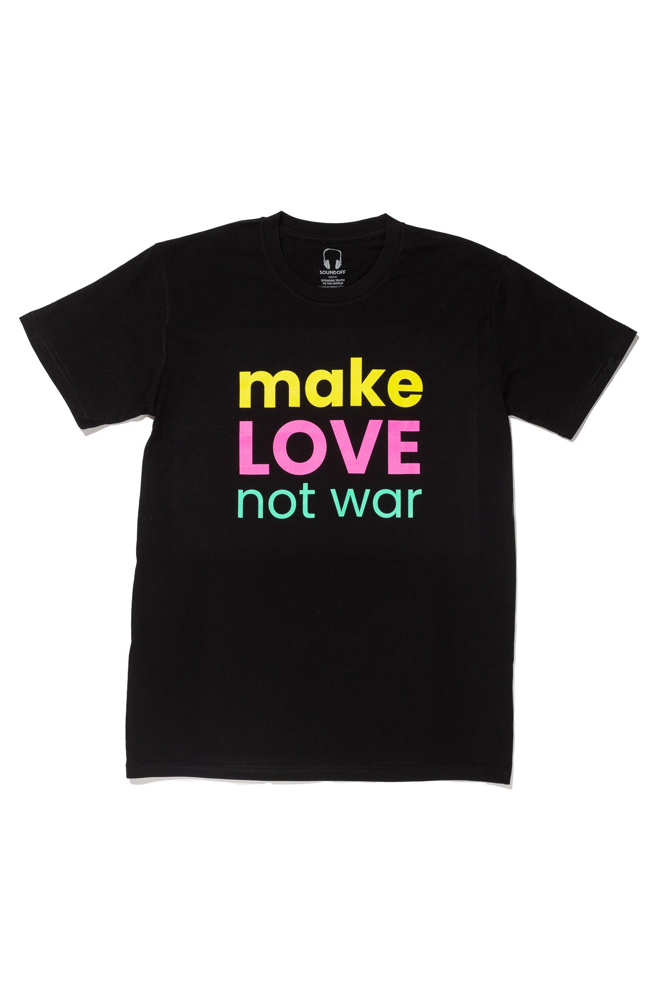 MAKE LOVE NOT WAR T-SHIRT; BLACK