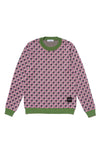 HOUNDSTOOTH KNIT CREW; LIGHT PINK/LIGHT GRAY/CHARCOAL/GRASS; MADE TO ORDER