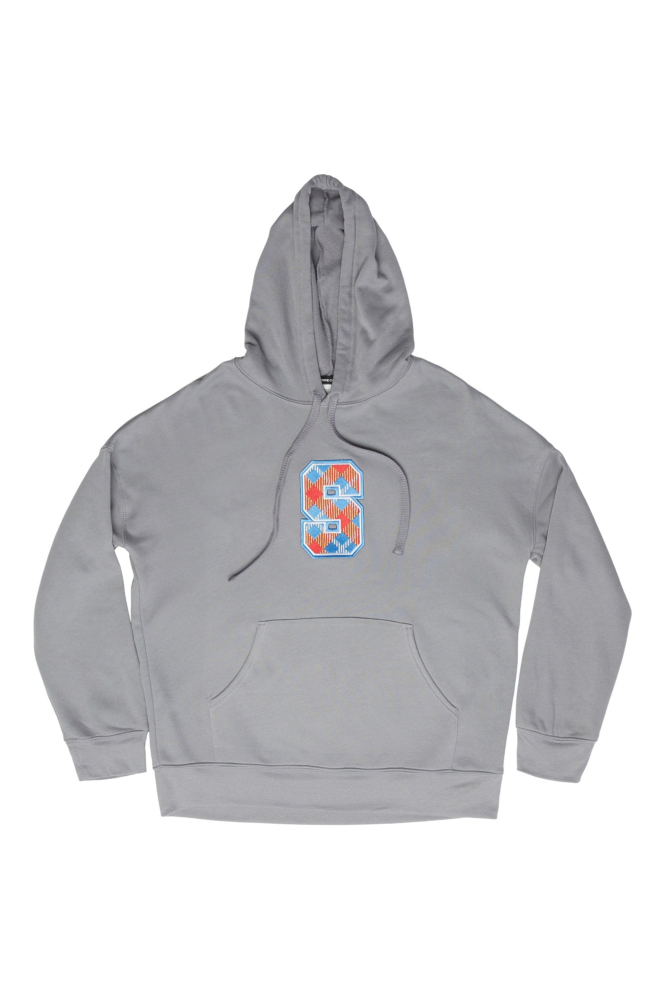 ARGYLE VARSITY "S" DROP SHOULDER HOODIE; STORM