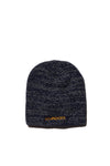 HEADPHONE EMBROIDERED NAVY & DARK GRAY MARLED KNIT BEANIE