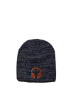 HEADPHONE EMBROIDERED NAVY & DARK GRAY MARLED KNIT BEANIE