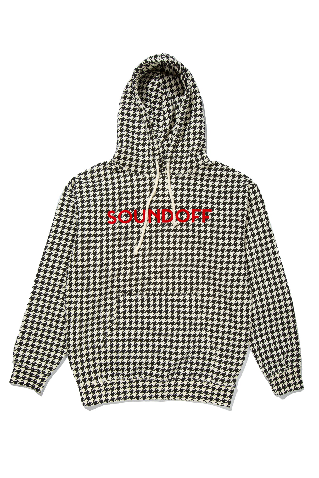 (SPECIAL EDITION) HOUNDSTOOTH HEAVYWEIGHT HOODIE; RED SOUNDOFF