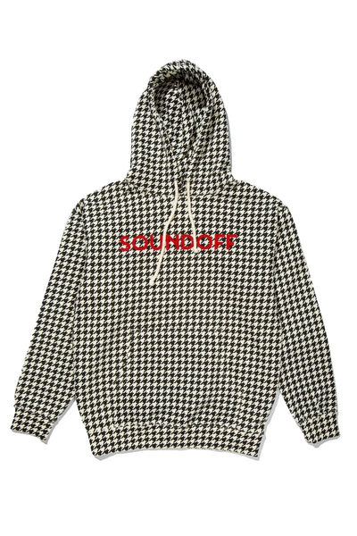 (SPECIAL EDITION) HOUNDSTOOTH HEAVYWEIGHT HOODED PULLOVER; RED SOUNDOFF