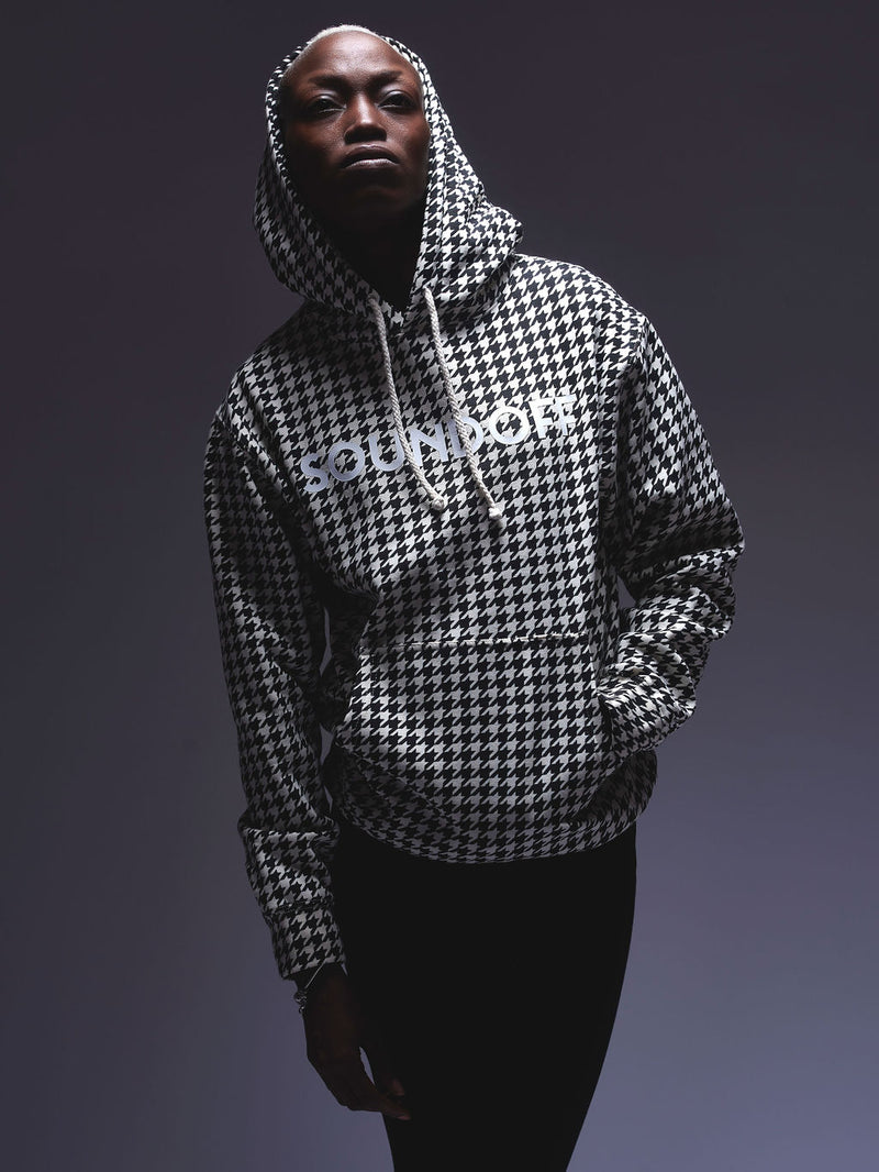 (SPECIAL EDITION) HOUNDSTOOTH HEAVYWEIGHT HOODIE; WHITE SOUNDOFF