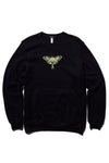 A MOTH TO A FLAME RAW SEAM SWEATSHIRT; BLACK