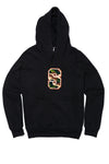 VARSITY "S" HOODIE PULLOVER; BLACK