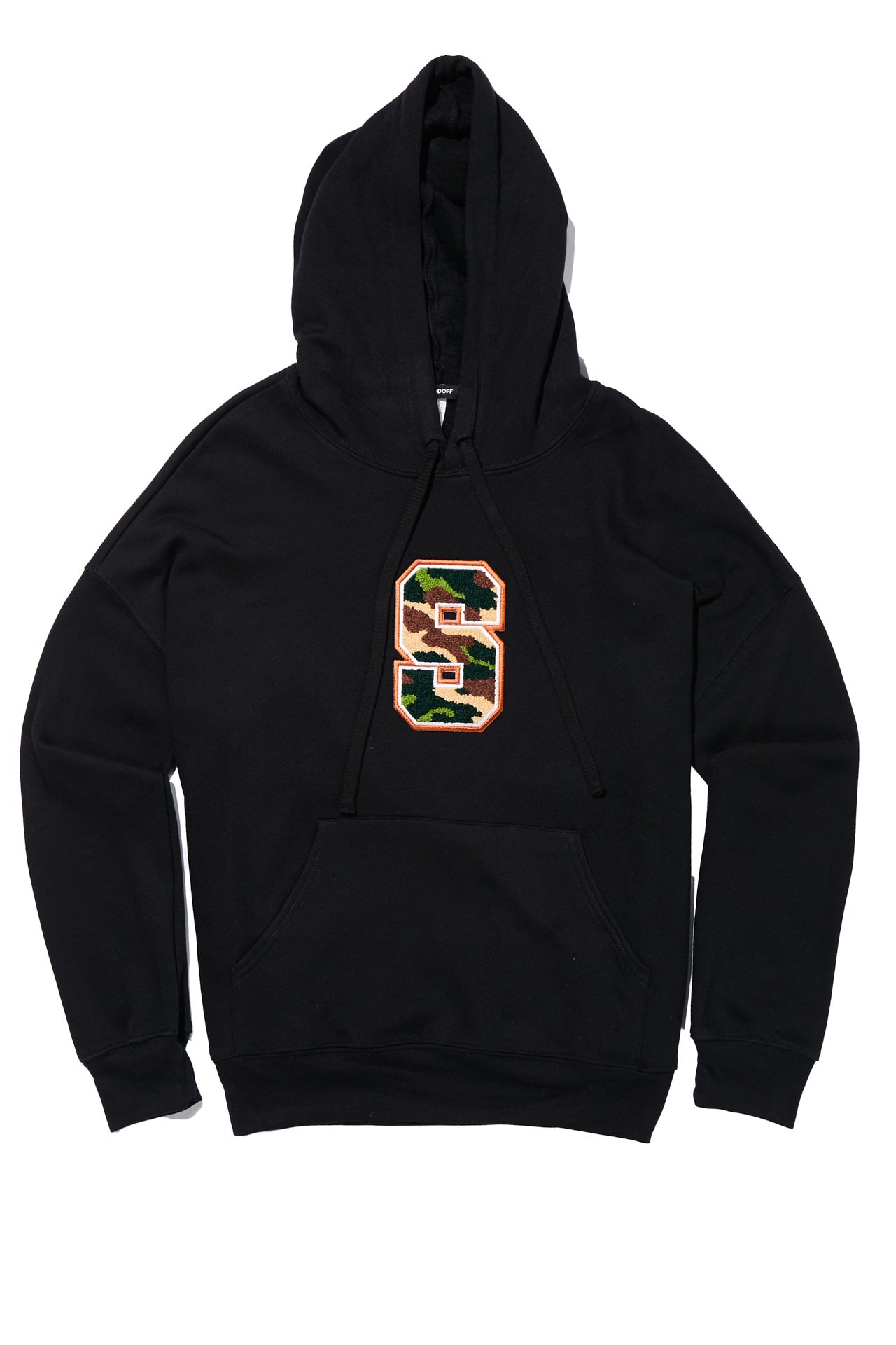 VARSITY "S" HOODIE PULLOVER; BLACK